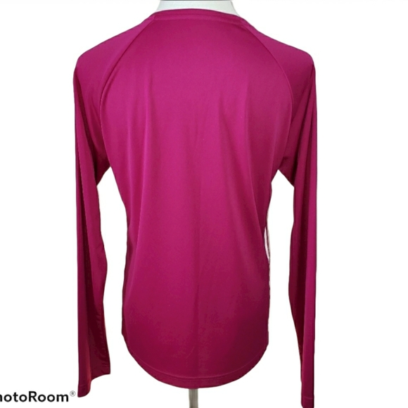 Adidas Long Sleeve V-Neck Top Magenta Size Large - Picture 3 of 5
